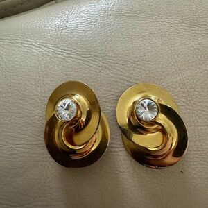 Elegant Gold and Diamond Swirl Earrings